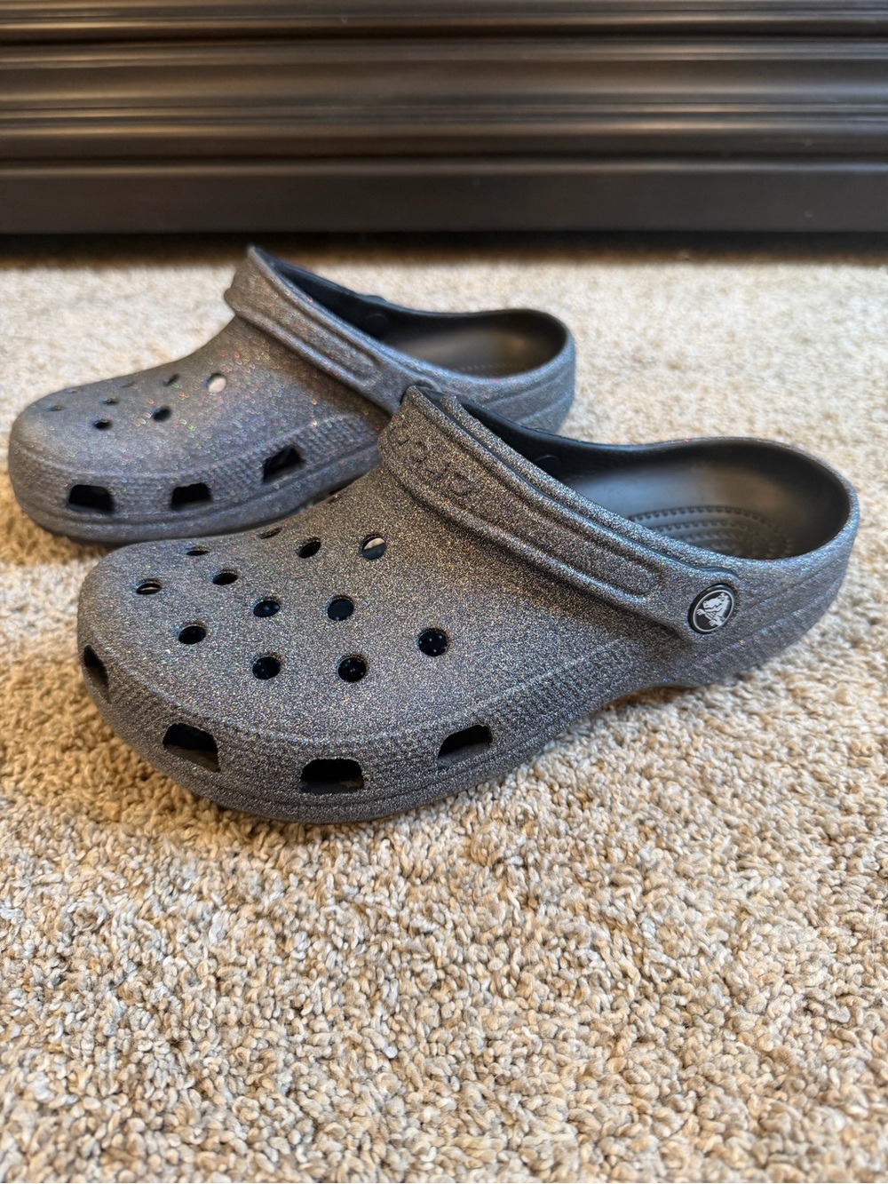 CROCS Classic Glitter Clog in Charcoal Sparkle - Picture 2 of 5
